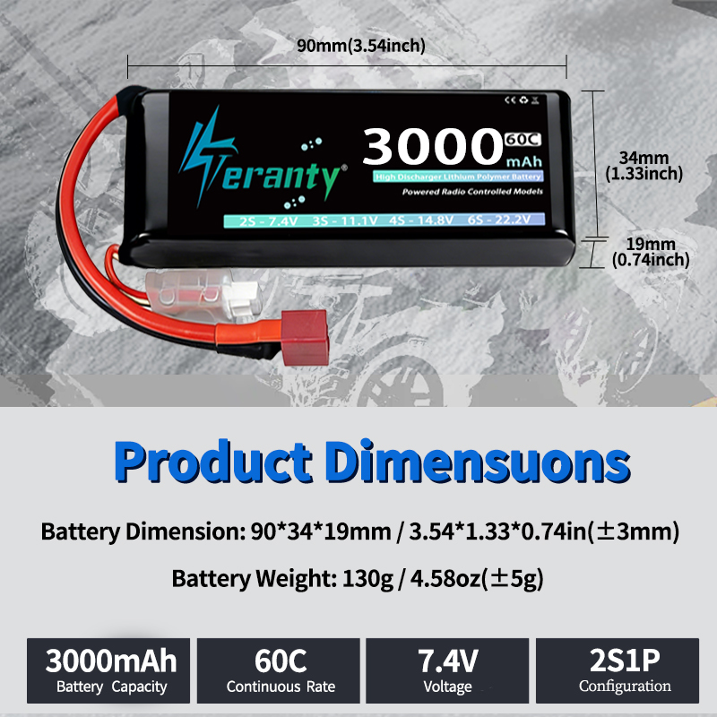 TERANTY 2S 3000mAh Lipo Batter - Drone Battery Connector ulasan dan harga